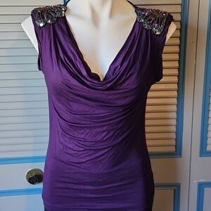 Forever 21 Purple Top with Sequined Shoulders